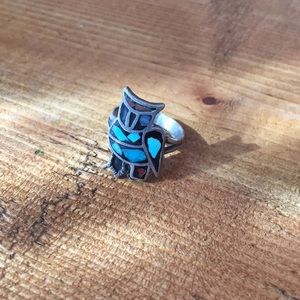 Sterling silver native Owl ring